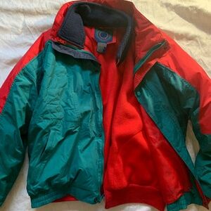 St. John's Bay vintage 90's 2-layer windbreaker jacket, 2X, red, green, blue
